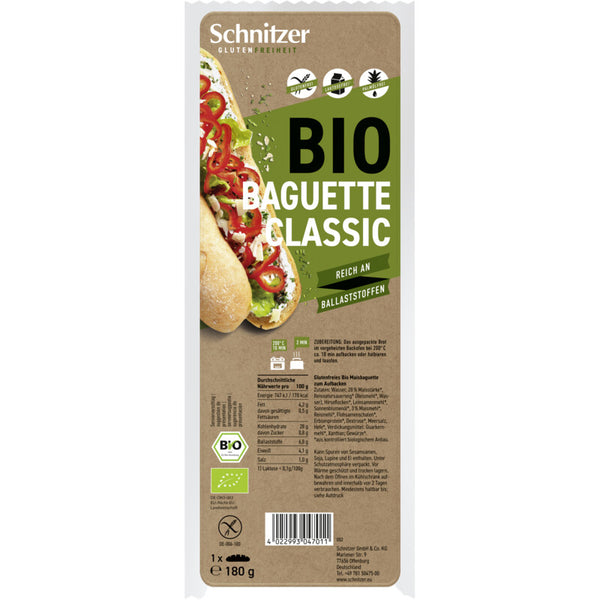 Schnitzer Organic classic gluten-free baguette