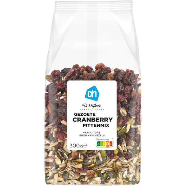 Enricher sweetened cranberry seed mix