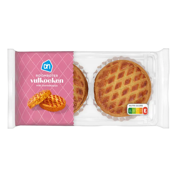 Roomboter vulkoeken met banketspijs