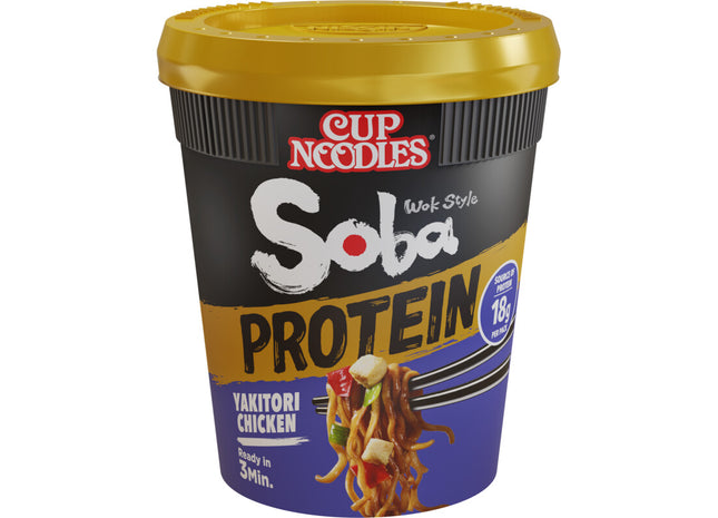 Nissin Soba cup noodle protein yakitori chicken