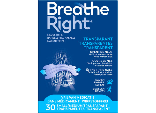 Breathe Right Neusstrips transparant