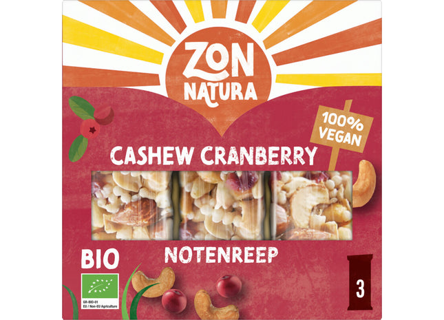 Zonnatura Cashew & cranberry notenreep
