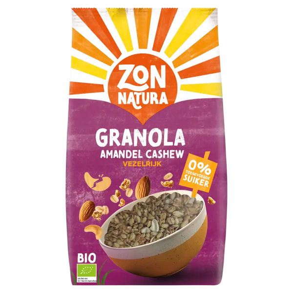 Zonnatura Granola almond cashew high in fibre