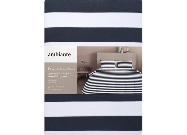 Ambiante Dekbedovertrek Quin dark blue 140x240cm
