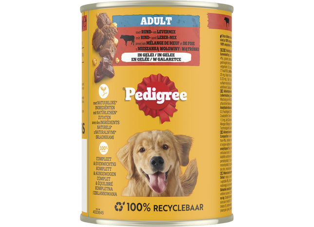 Pedigree Adult met rund en levermix in gelei