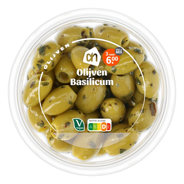 Green olives with basil