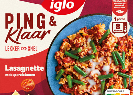 Iglo Ping & klaar lasagnette met sperziebonen