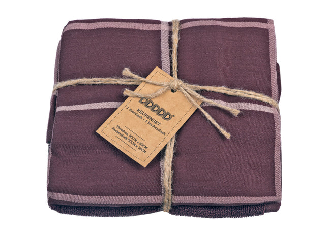 DDDDD Keukenset ruit bordeaux