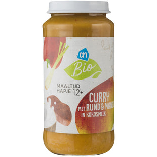 Bio-Curry mit Rindfleisch und Mango in Kokosnuss 12 Monate+