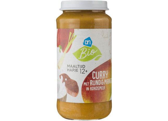 Bio-Curry mit Rindfleisch und Mango in Kokosnuss 12 Monate+