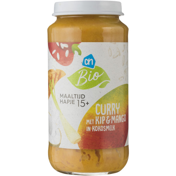 Biologisches Curry mit Huhn und Mango in Kokos 15m+