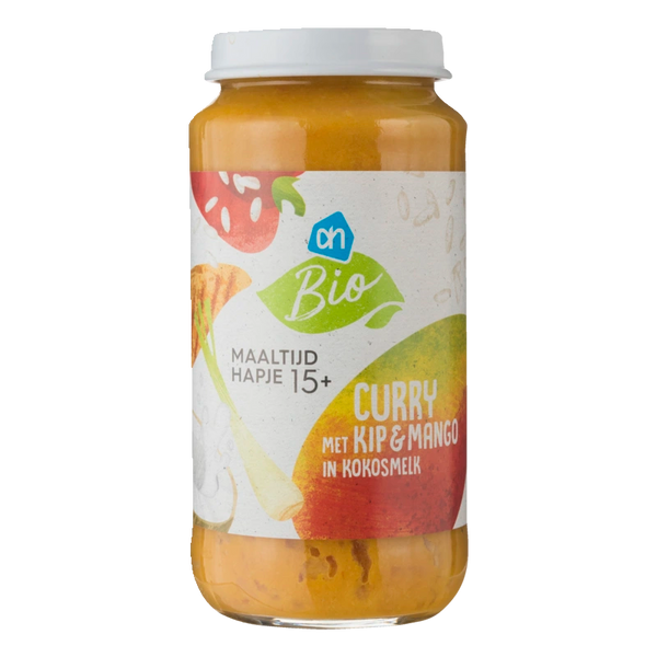 Biologisches Curry mit Huhn und Mango in Kokos 15m+