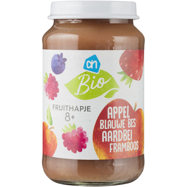 Biologisch Fruithapje appel blauwe bes aardbei 8m+