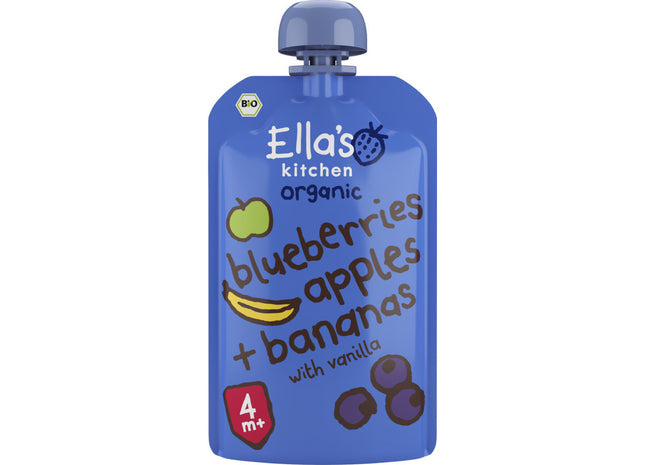Ella's kitchen Blauwe bessen, appels, bananen 4m+ bio  Dutchshopper