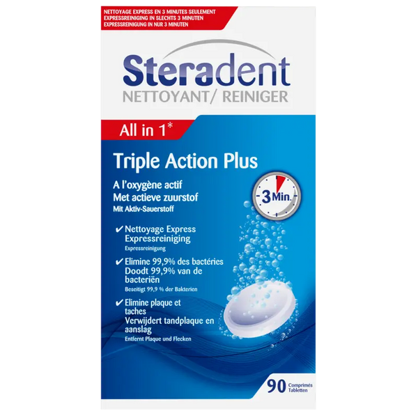 Steradent Kunstgebit reiniger triple action plus