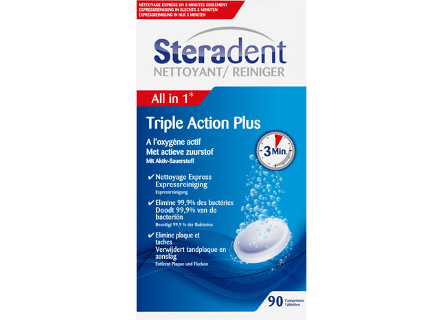 Steradent Kunstgebit reiniger triple action plus