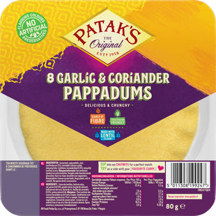 Patak's Pappadums garlic coriander kant en klaar