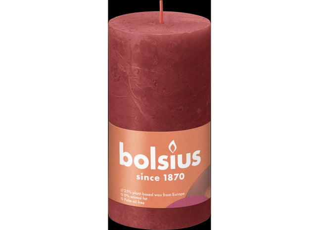 Bolsius Rustieke kaars 13cm rood