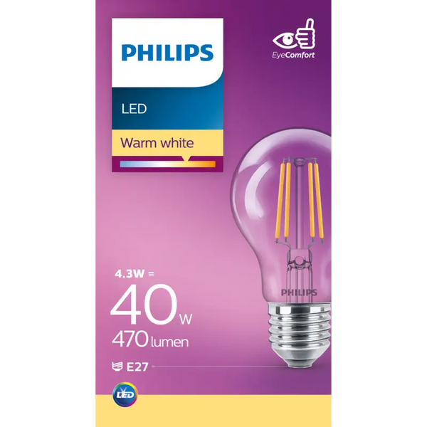 Philips LED bulb standard clear E27 40W