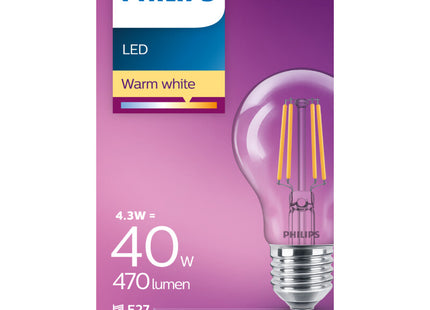 Philips Led fil standaard helder E27 40W