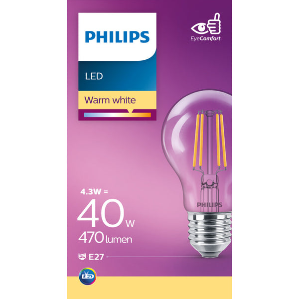 Philips Led fil standaard helder E27 40W