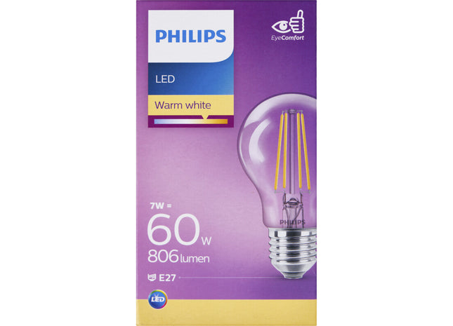 Philips Led fil standaard helder E27 60W