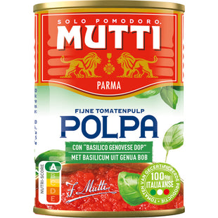 Mutti Polpa fijne tomatenpulp met basilicum