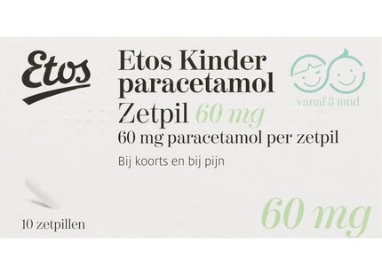 Etos Kinderparacetamol zetpillen 60 mg