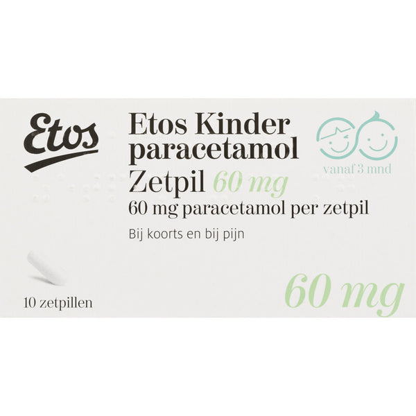 Etos Kinderparacetamol zetpillen 60 mg