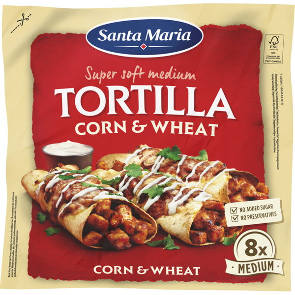 Santa Maria Tortilla wraps corn & wheat medium