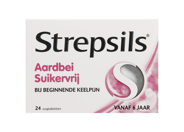 Strepsils Aardbei suikervrij zuigtabletten