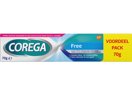 Corega Free adhesive cream dentures advantage