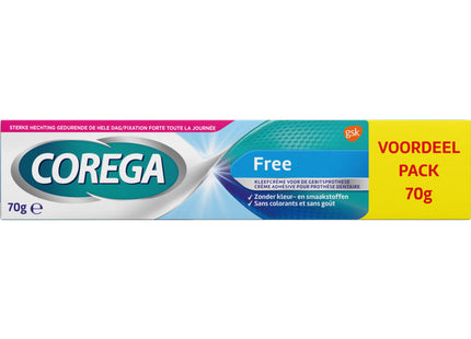 Corega Free kleefcrème gebitsprothese voordeel