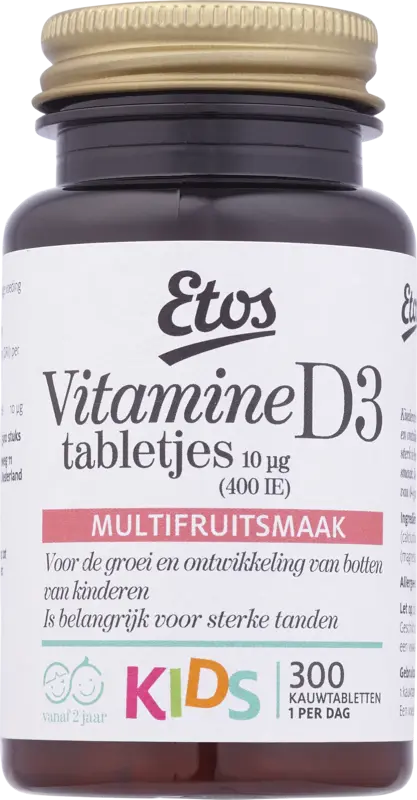 Etos Kids vitamine D tabletjes multifruit