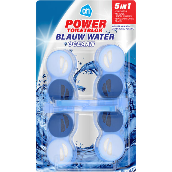 Power toiletblokken oceaan blauw water
