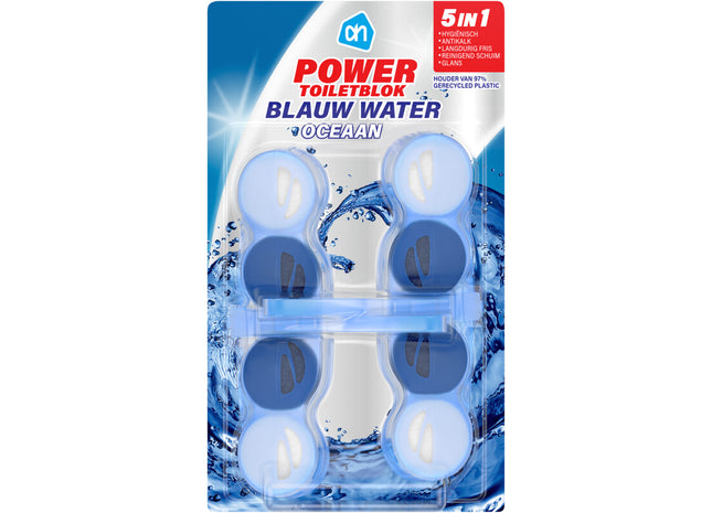 Power toiletblokken oceaan blauw water