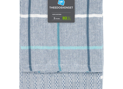 Theedoek blauw set van 2