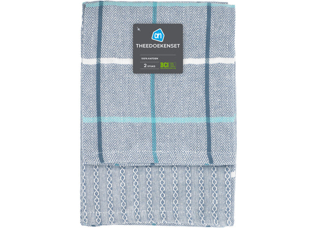 Theedoek blauw set van 2