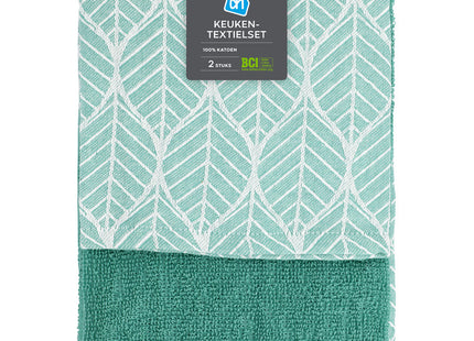 Kitchen and tea towel mint set of 2