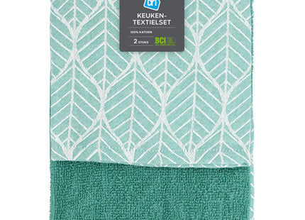 Keuken- en theedoek mint set van 2