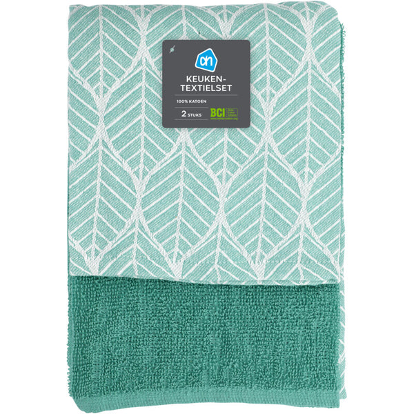 Keuken- en theedoek mint set van 2