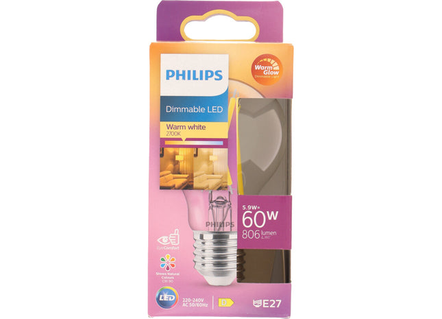 Philips Led fil standaard E27 60W dimbaar