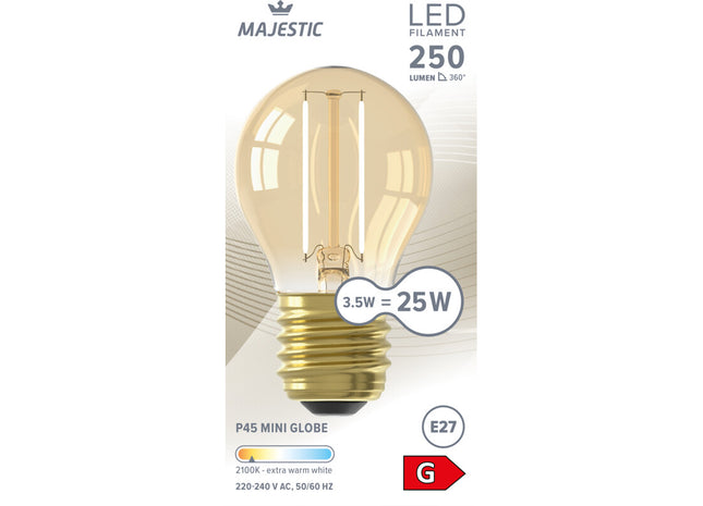 Majestic Led fil kogel goud E27 25W