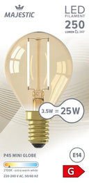 Majestätische LED-Glühbirne Kugel gold E14 25W