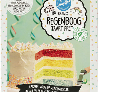 Leentjes Bakmix regenboog taart pret
