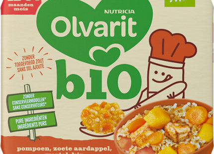 Olvarit Bio pompoen zoet aard wortel kip 12m+