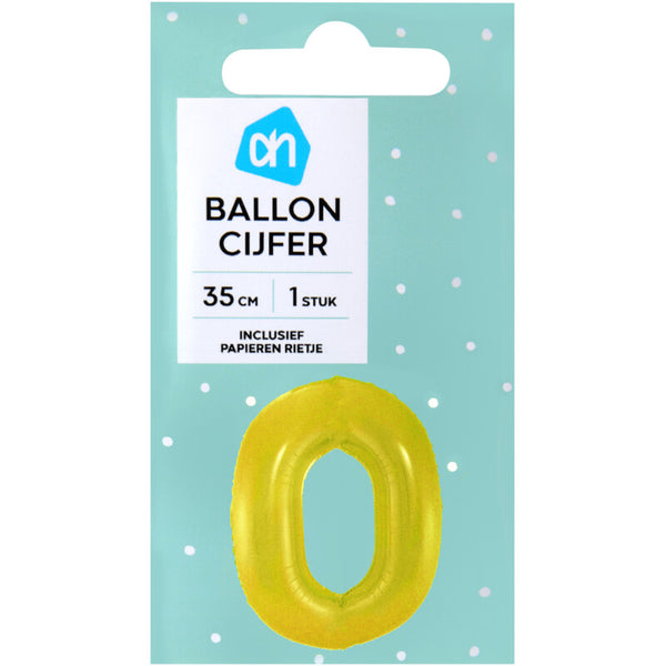Folieballon nr 0 goud 36cm