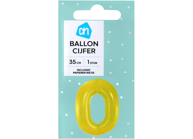 Folieballon nr 0 goud 36cm