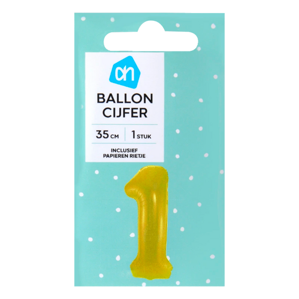Folienballon Nummer 1 goldfarben 36cm