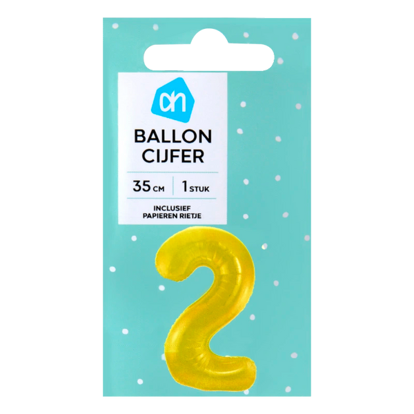 Foil balloon no. 2 gold 36cm